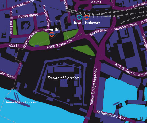 London street map example with strong colours